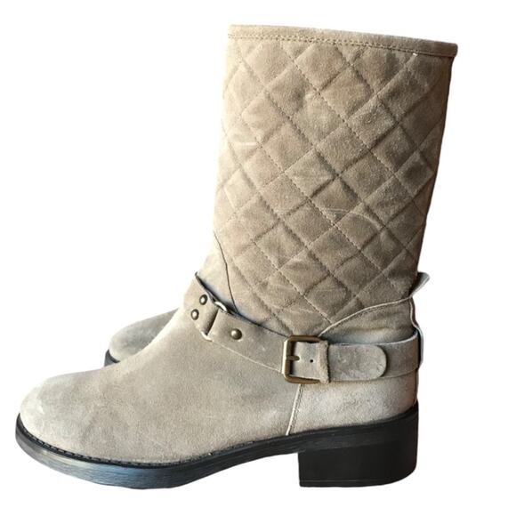 Aquatalia Quilted Suede Moto Style "Weather Proof" Boots size 9.5 - Picture 1 of 14